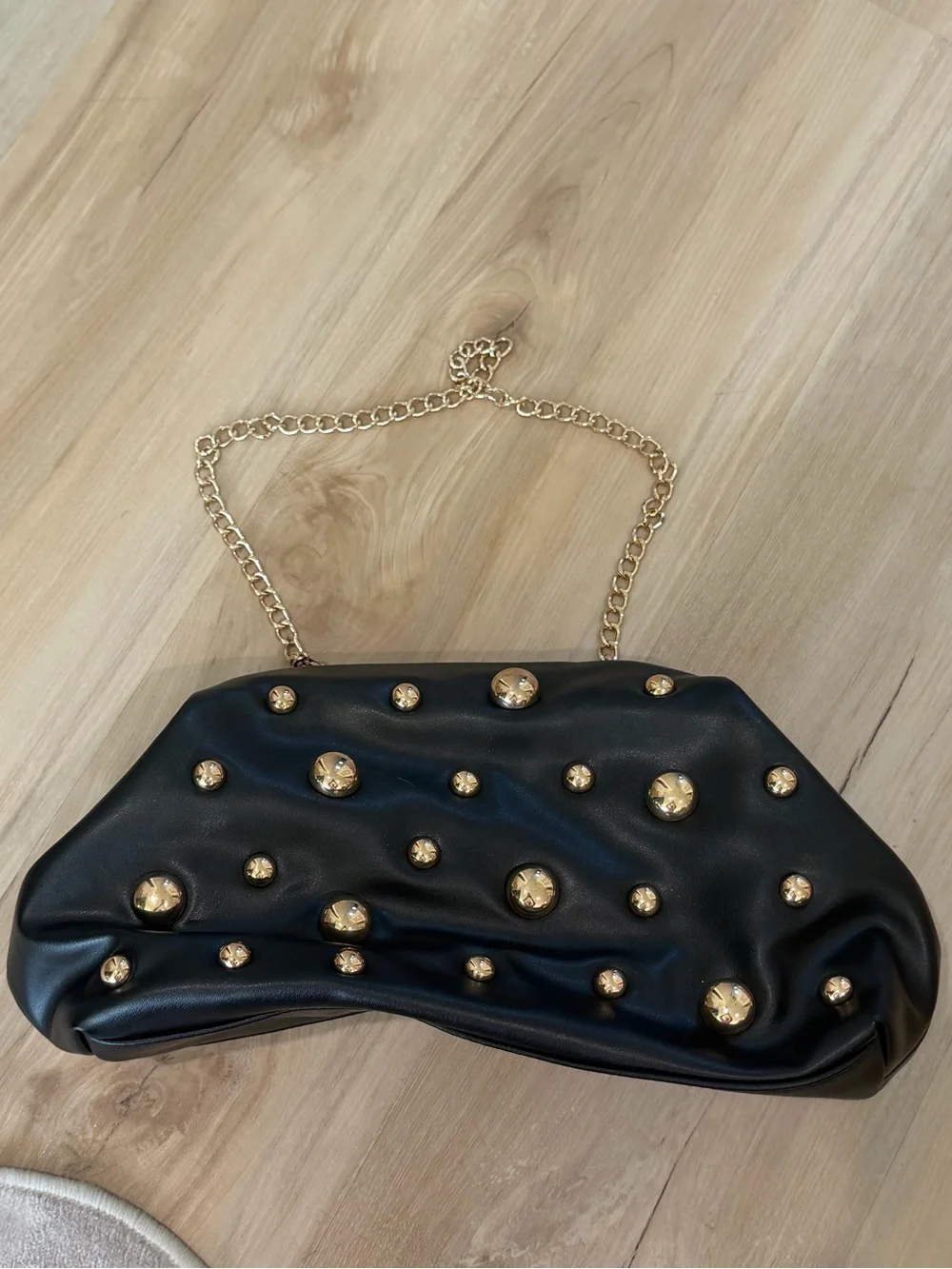 Studded Black Chain Shoulder Bag